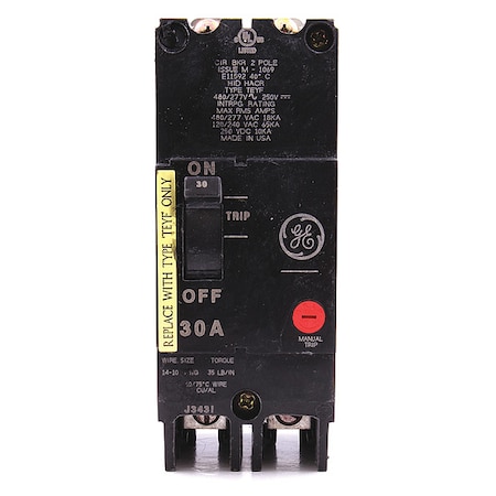 Molded Case Circuit Breaker, TEYF Series, 30A, 2 Pole, 277/480V AC, 18kA at 277/480V AC MPN:TEYF230