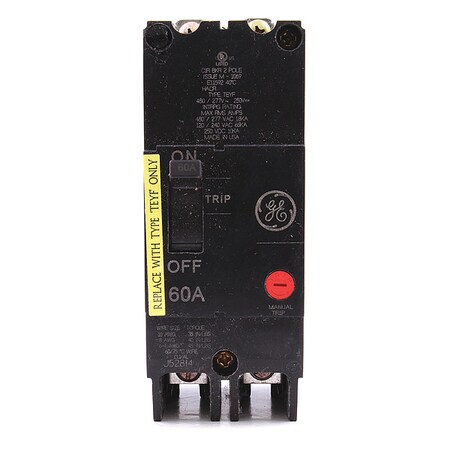 Molded Case Circuit Breaker, TEYF Series, 60A, 2 Pole, 277/480V AC, 18kA at 277/480V AC MPN:TEYF260