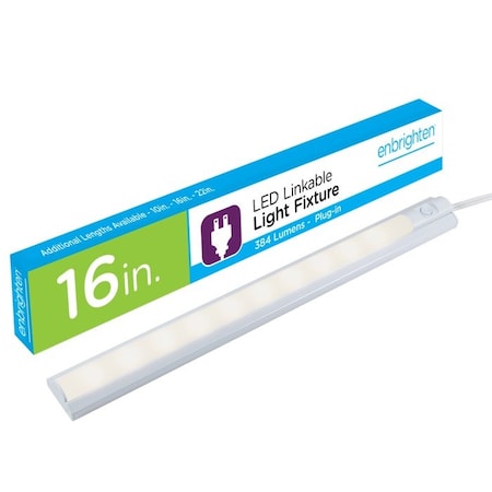 Enbrighten 16in. Plug-In LED Under Cabinet Light Fixture, White MPN:26535