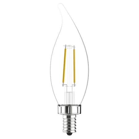 2.5 W, LED Bulb Decorative, White, CA11, 2700K Temp. Clear Finish, Dimmable, PK2 MPN:LED3DFCAC-C-2PK