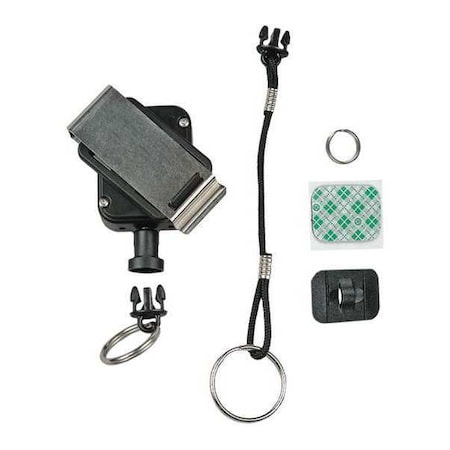 Radio Retractor, 32inL, Black, SS, Belt Clip MPN:RT2-5352