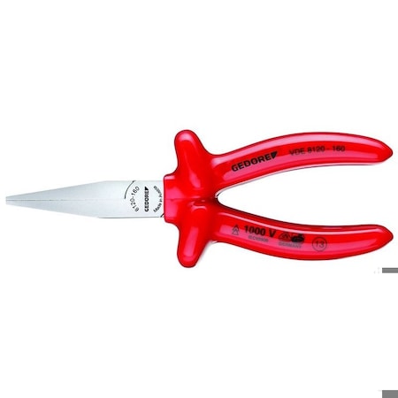 Insulated Flat Nose Pliers, 6-1/4