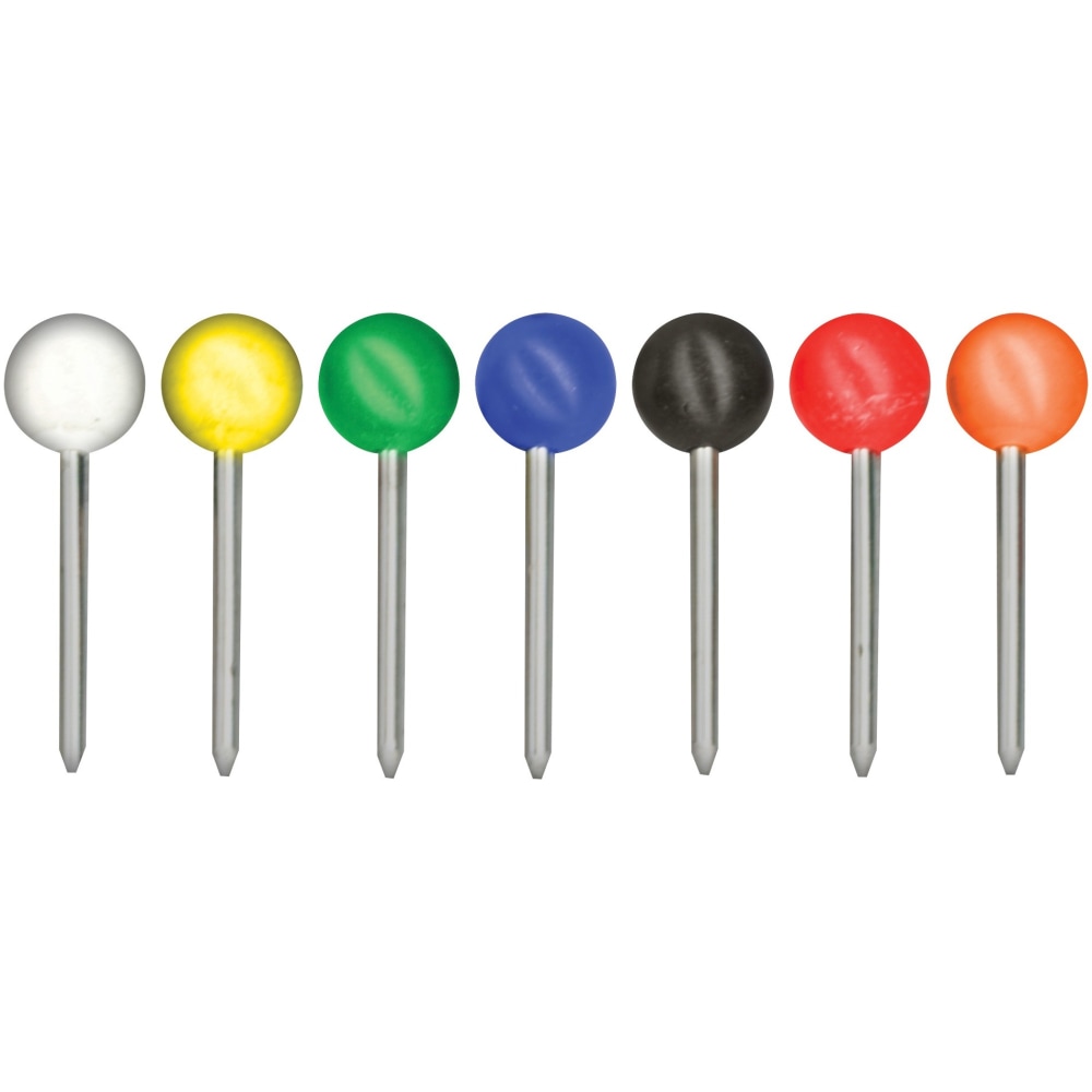 Gem Office Products Round Head Map Tacks - 0.18in Head - 0.4in Length - 100 / Box - Assorted (Min Order Qty 18) MPN:MTA