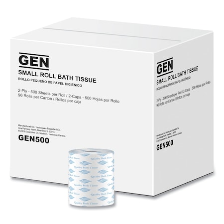 Bath Tissue, Septic Safe, 2-Ply, White, 500 Sheets/Roll, PK96 MPN:GEN500