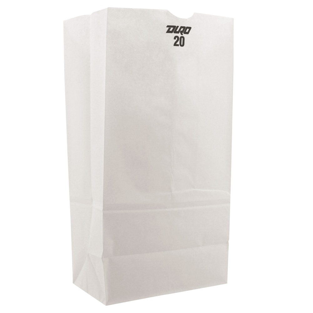 General Paper Grocery Bags, #20, 16 1/8inH x 8 1/4inW x 5 5/16inD, White, Pack Of 500 Bags MPN:51040