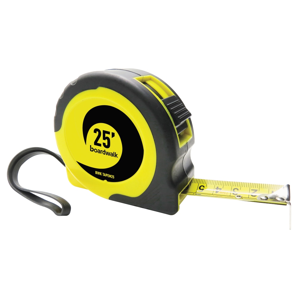 Boardwalk Easy-Grip Tape Measure, 25ft, Black/Yellow MPN:BWKTAPEM25