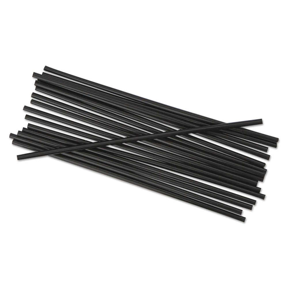 Boardwalk Single-Tube Stir Straws, 5 1/4in, Black, 1, 000 Straws Per Pack, Carton Of 10 Packs MPN:BWKSTRU525B10