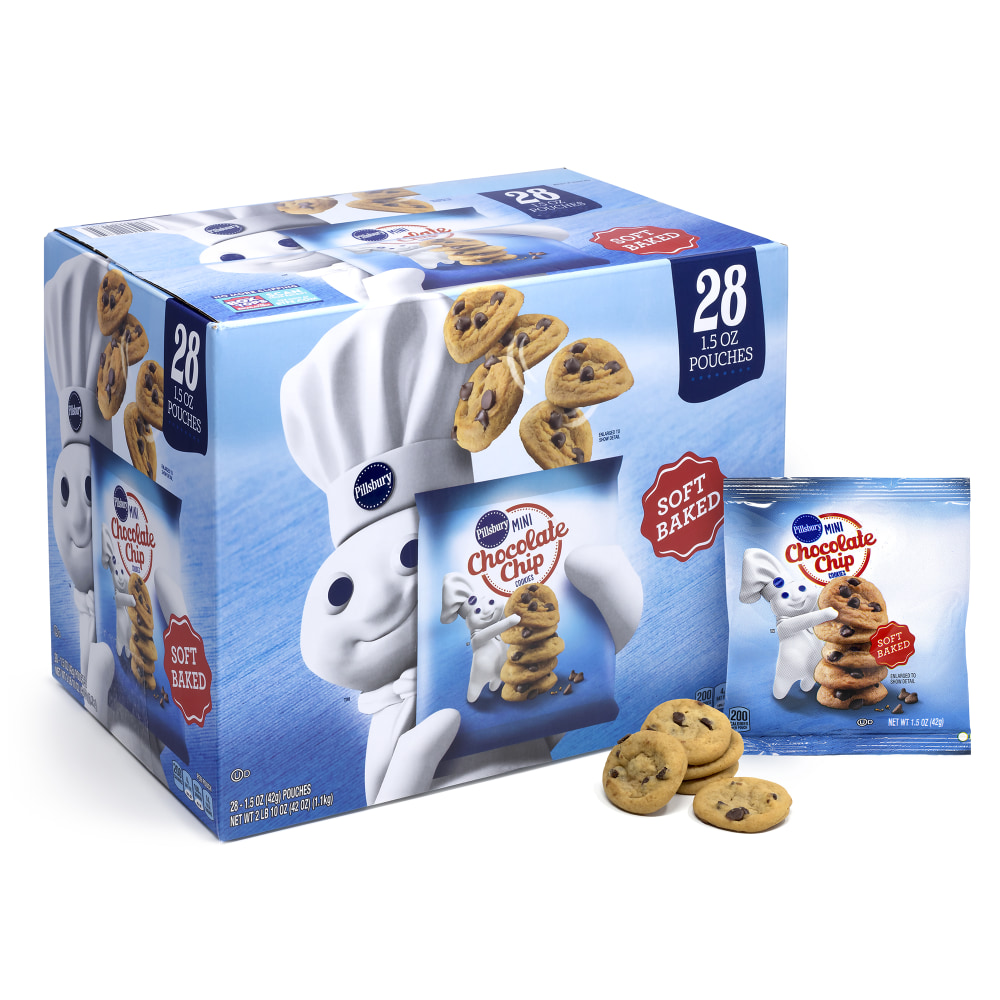Pillsbury Soft Baked Mini Chocolate Chip Cookies, 1.5 Oz, Pack Of 28 Pouches MPN:0001800011685