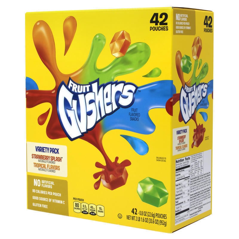 Fruit Gushers Fruit Flavored Snacks, 0.8 Oz, Assorted Flavors, Box Of 42 Pouches MPN:14698