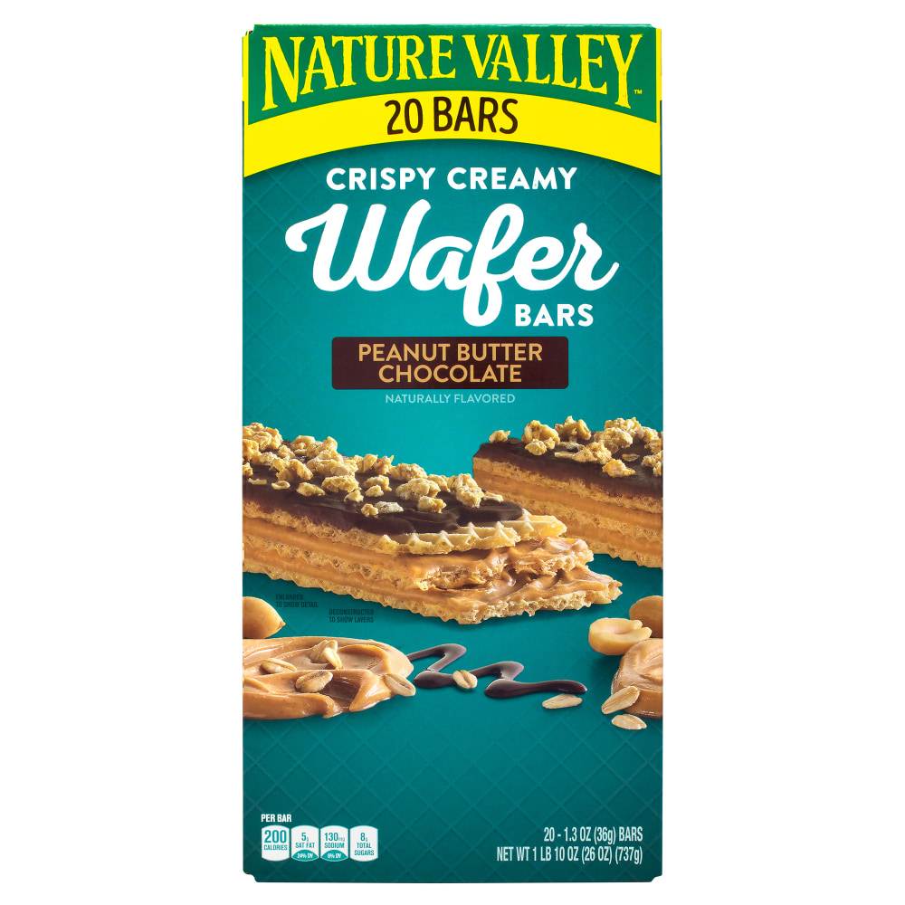 Nature Valley Peanut Butter Crispy Creamy Wafer Bars, 1.3 Oz, Pack Of 20 Bars MPN:016000154773