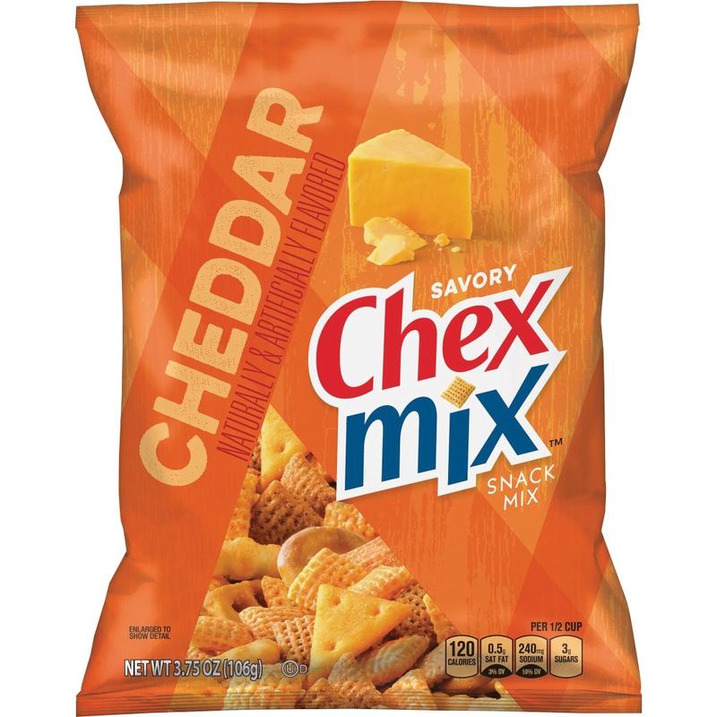 Chex Mix Cheddar Snack Mix - Cheddar Cheese, Corn, Wheat - 3.75 oz - 8 / Carton (Min Order Qty 2) MPN:SN14839