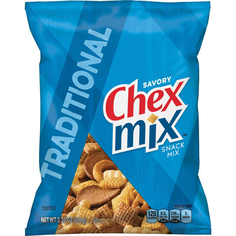 Chex Mix Traditional Snack Mix - Corn, Wheat - 3.75 oz - 8 / Carton (Min Order Qty 2) MPN:SN14858