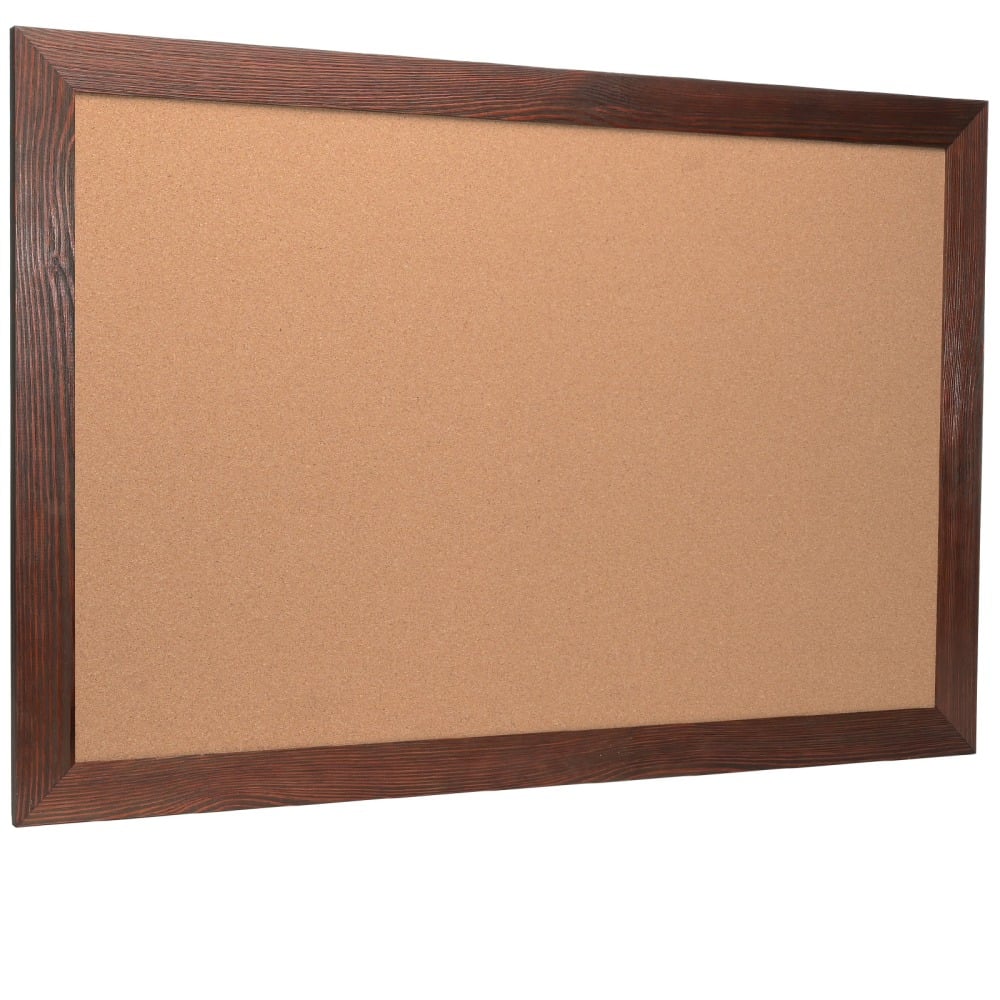 Excello Global Products Cork Bulletin Board, 24in x 36in, Brown Wood Frame MPN:EGP-HD-0518