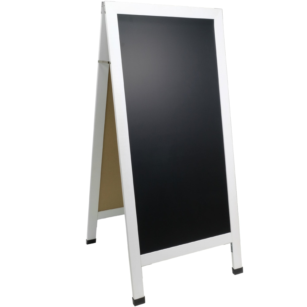 Excello Global Products Double-Sided A-Frame Magnetic Indoor/Outdoor Chalkboard Sign, Porcelain, 59in x 27in, White Wood Frame MPN:EGP-HD-0240-WHT-OS