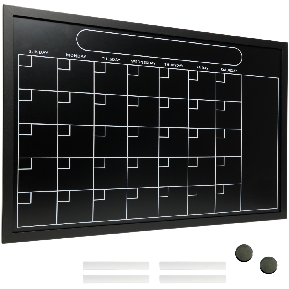 Excello Global Products Magnetic Calendar Chalkboard, Steel, 20in x 30in, Black Wood Frame MPN:EGP-HD-0316