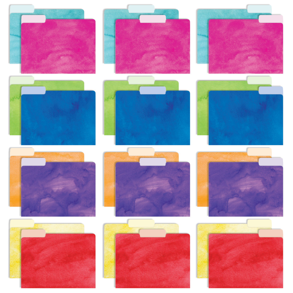Global Deluxe Designer Printed File Folders, 1/3 Cut, Letter Size, Assorted Watercolor Solid, Pack Of 24 Folders MPN:GPP-0101-F