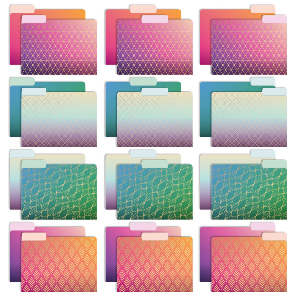Global Deluxe Designer Printed File Folders, 1/3 Cut, Letter Size, Geometric Foil, Pack Of 24 Folders MPN:GPP-0101-G