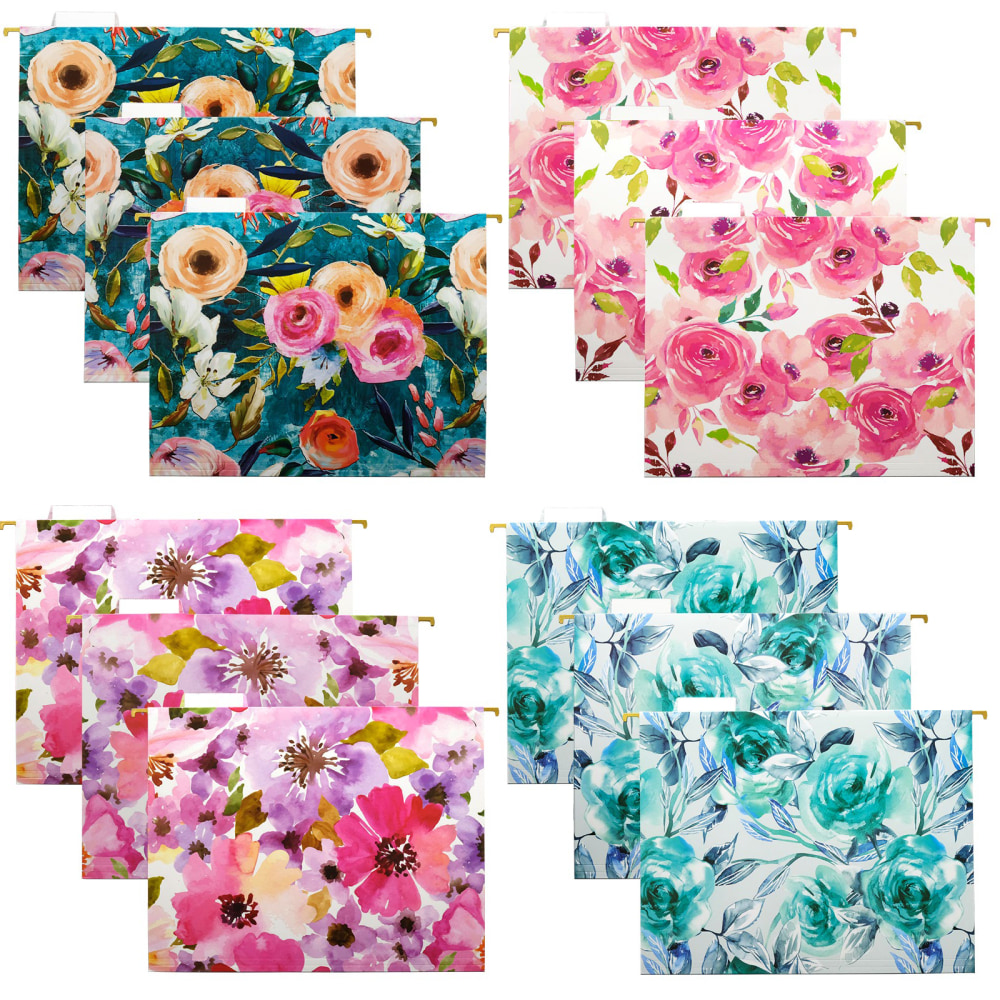 Global Deluxe Designer Printed Hanging File Folders, 1/5 Cut, Letter Size, Floral, Pack Of 12 Folders MPN:GPP-0102-A