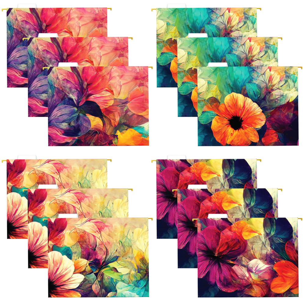 Global Deluxe Designer Printed Hanging File Folders, 1/5 Cut, Letter Size, Abstract Floral, Pack Of 12 Folders MPN:GPP-0102-C