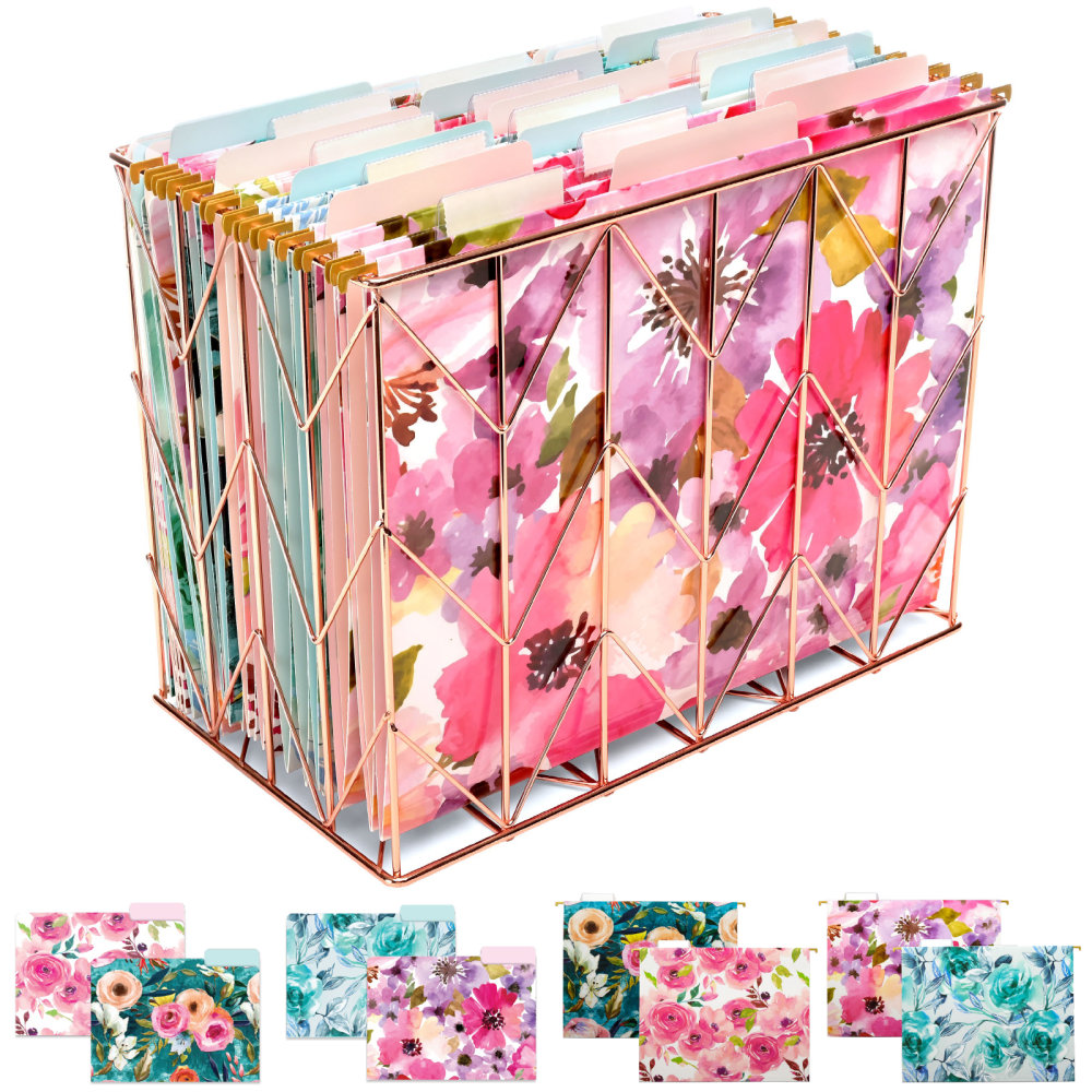 Global Deluxe Designer Hanging File Folders Kit, Letter Size, Floral, Kit Of 36 Folders MPN:GPP-0103-A