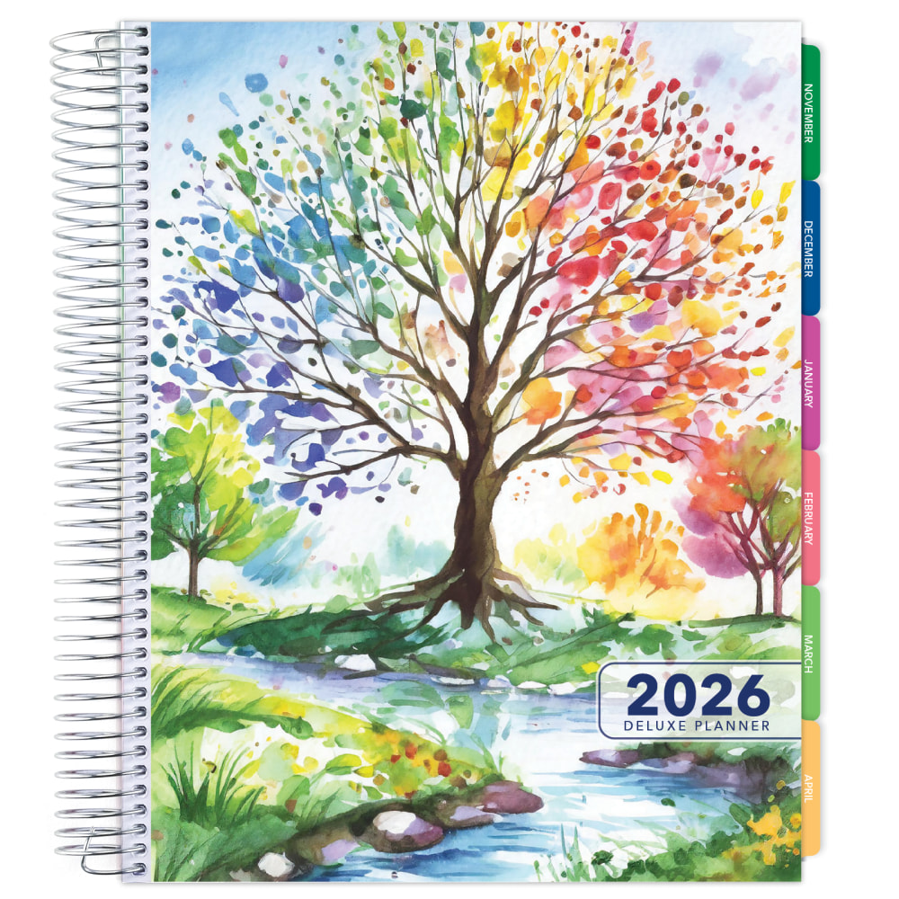 2026 Excello Brands Deluxe Daily/Weekly/Monthly Planner, 8.5in x 11in, Tree Seasons November 2025 - December 2026, (DLX-CY26-0020) MPN:DLX-CY26-0020