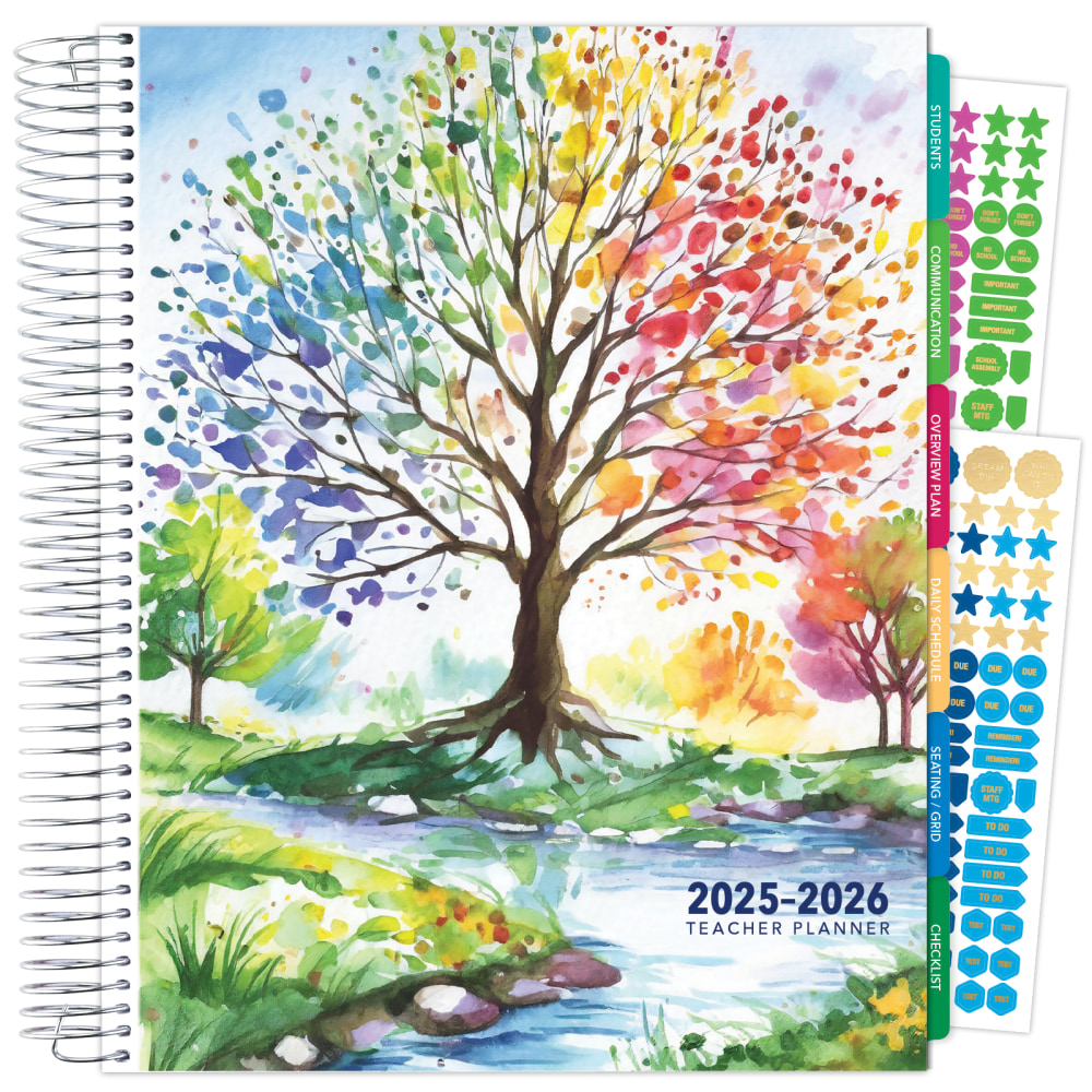 2025-2026 Global Printed Products Daily/Weekly/Monthly Deluxe Teacher Planner, 8-1/2in x 11in, Tree Seasons, August 2025 To August 2026 MPN:DTP-AY25-0020