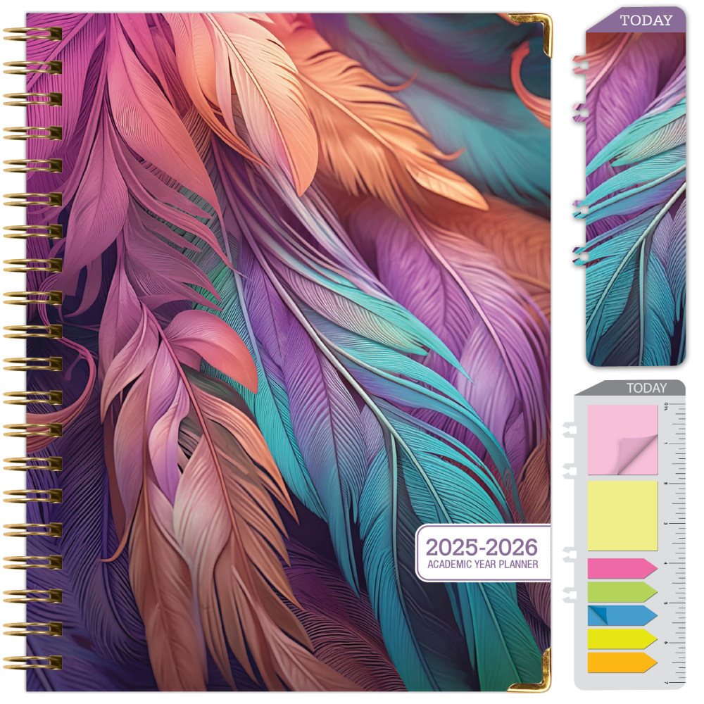 2025-2026 Global Printed Products Hardcover Fashion Daily/Weekly/Monthly Academic Planner, 8-1/2in x 11in, Pastel Peacock, June 2025 To July 2026 MPN:FSHN-AY25-8511-61