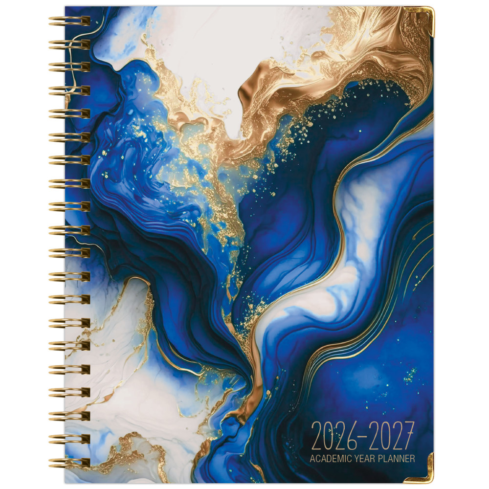 2026-2027 Excello Brands 14-Month Academic Year Hardcover Weekly/Monthly Fashion Planner, 8-1/2in x 11in, Dark Blue Marble, May To June, Total Qty 1 MPN:FSHN-AY26-8511-23