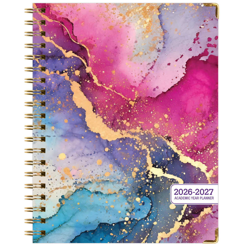 2026-2027 Excello Brands 14-Month Academic Year Hardcover Weekly/Monthly Fashion Planner, 8-1/2in x 11in, Rainbow Gold Marble, May To June, Total Qty 1 MPN:FSHN-AY26-8511-36
