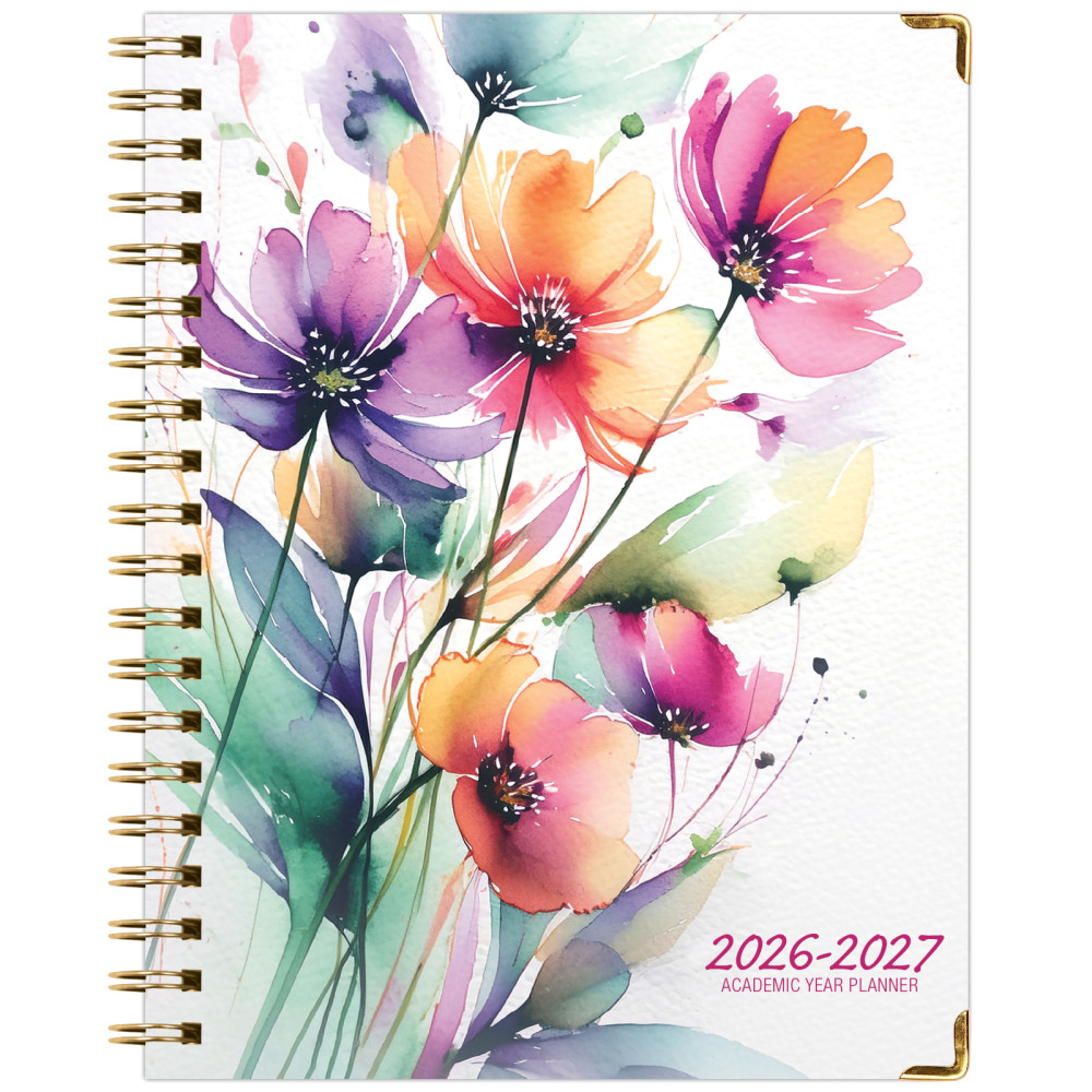 2026-2027 Excello Brands 14-Month Academic Year Hardcover Weekly/Monthly Fashion Planner, 8-1/2in x 11in, Rainbow Floral, May To June, Total Qty 1 MPN:FSHN-AY26-8511-53