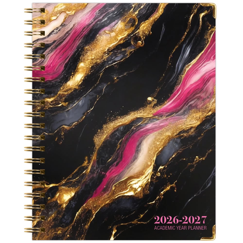 2026-2027 Excello Brands 14-Month Academic Year Hardcover Weekly/Monthly Fashion Planner, 8-1/2in x 11in, Dark Gold Marble, May To June, Total Qty 1 MPN:FSHN-AY26-8511-55