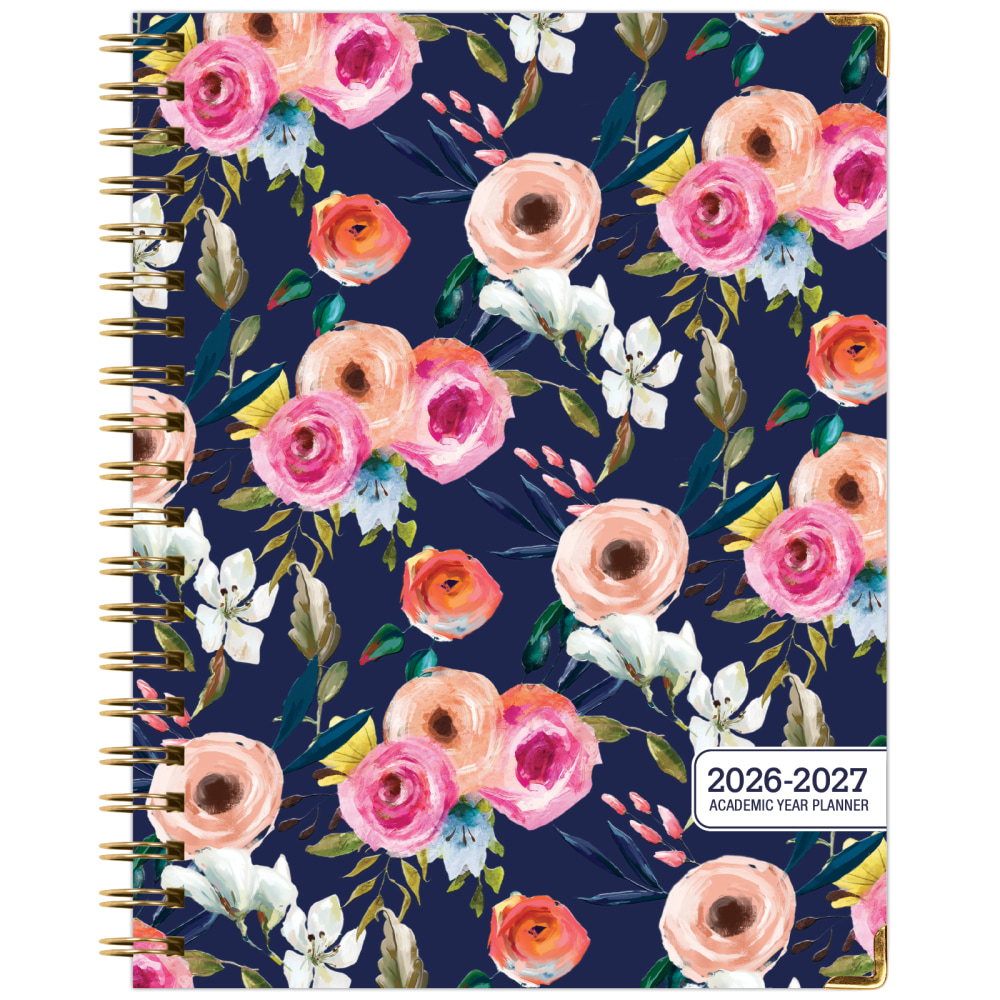 2026-2027 Excello Brands 14-Month Academic Year Hardcover Weekly/Monthly Fashion Planner, 8-1/2in x 11in, Navy Floral, May To June, Total Qty 1 MPN:FSHN-AY26-8511-84