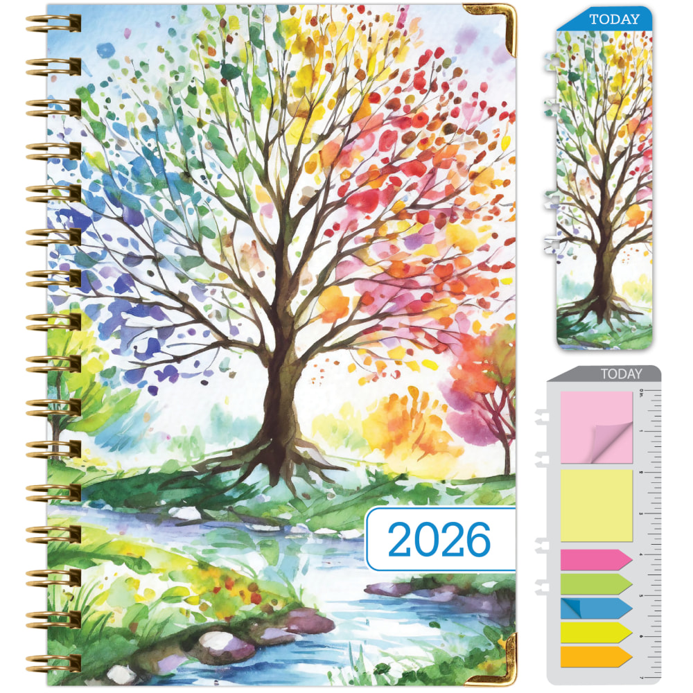 2026 Excello Brands Hardcover Fashion Daily/Weekly/Monthly Planner, 5.5in x 8in, Tree Seasons November 2025 - December 2026, (FSHN-CY26-58-20) MPN:FSHN-CY26-58-20