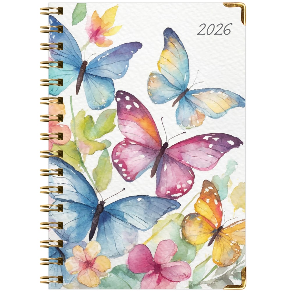 2026 Excello Brands Hardcover Fashion Daily/Weekly/Monthly Planner, 5.5in x 8in, Watercolor Butterflies November 2025 - December 2026, (FSHN-CY26-58-33) MPN:FSHN-CY26-58-33