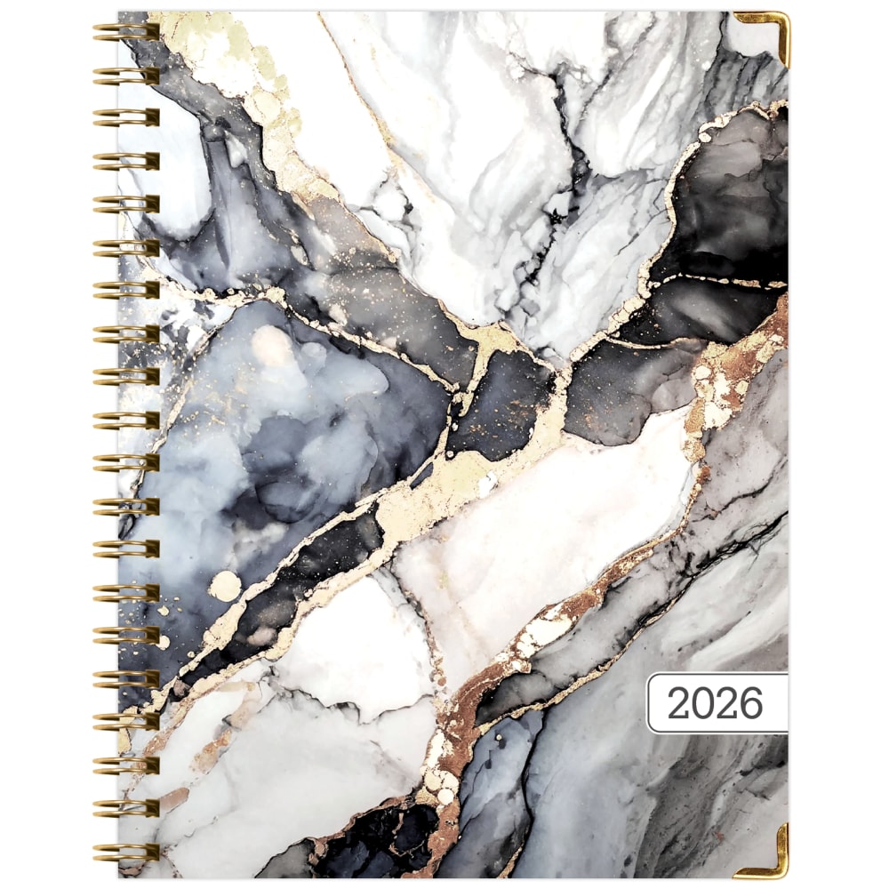 2026 Excello Brands Hardcover Fashion Daily/Weekly/Monthly Planner, 8.5in x 11in, Black Gold Marble November 2025 - December 2026, (FSHN-CY26-8511-34) MPN:FSHN-CY26-8511-34
