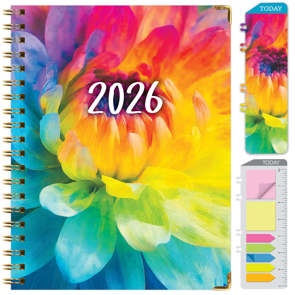 2026 Excello Brands Hardcover Fashion Daily/Weekly/Monthly Planner, 8.5in x 11in, Rainbow Petals November 2025 - December 2026, (FSHN-CY26-8511-41) MPN:FSHN-CY26-8511-41