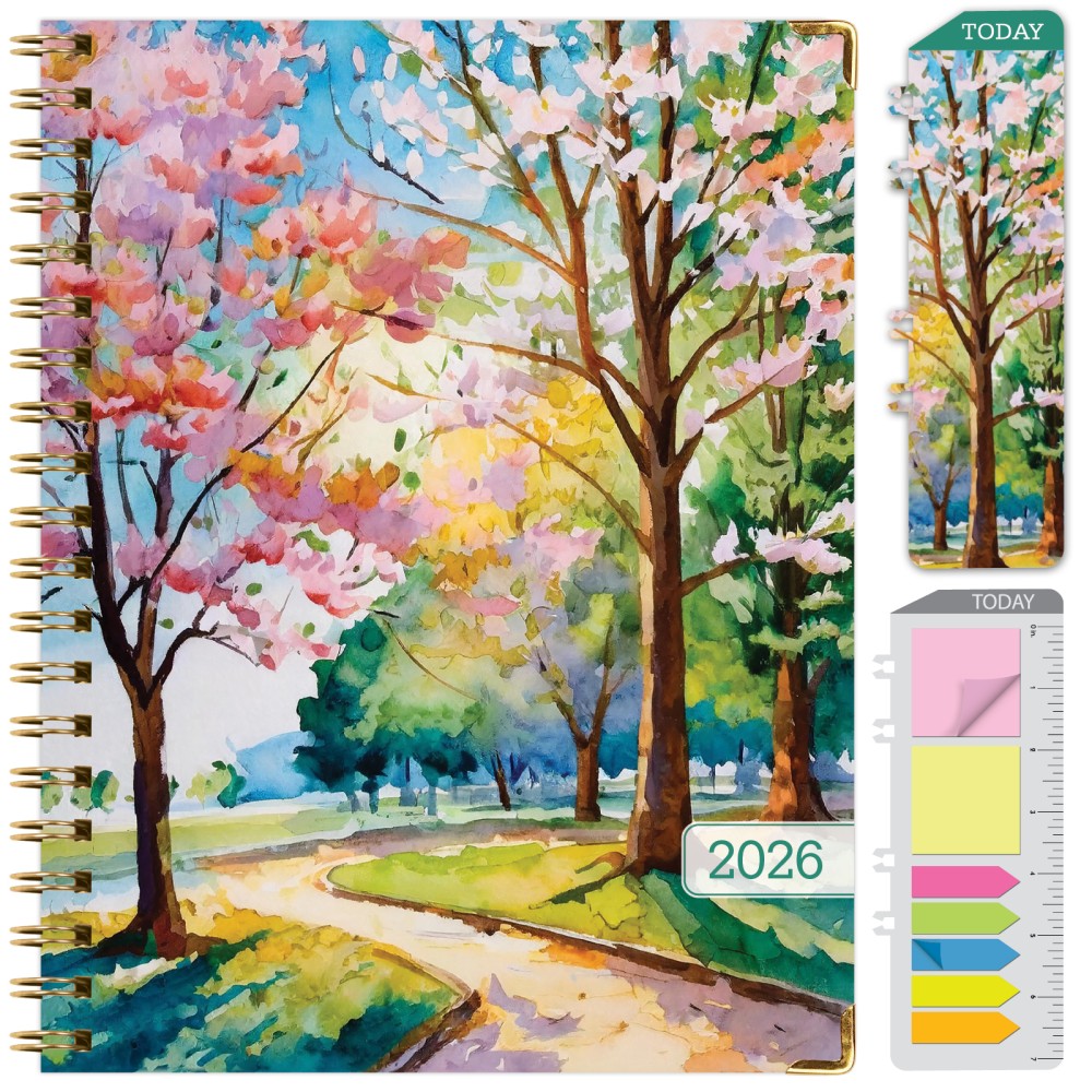 2026 Excello Brands Hardcover Fashion Daily/Weekly/Monthly Planner, 8.5in x 11in, Watercolor Tree November 2025 - December 2026, (FSHN-CY26-8511-43) MPN:FSHN-CY26-8511-43