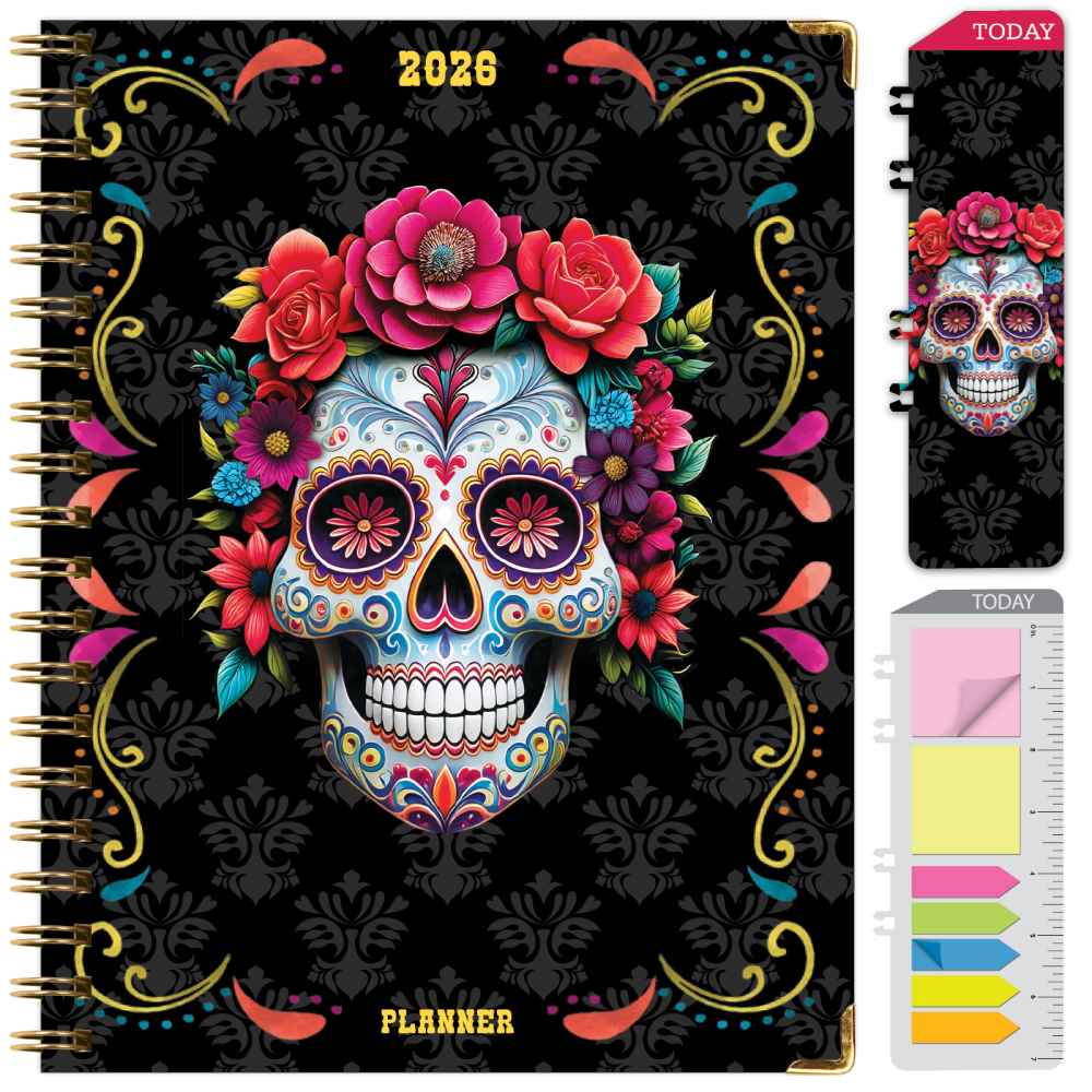 2026 Excello Brands Hardcover Fashion Daily/Weekly/Monthly Planner, 8.5in x 11in, Sugar Skull November 2025 - December 2026, (FSHN-CY26-8511-48) MPN:FSHN-CY26-8511-48