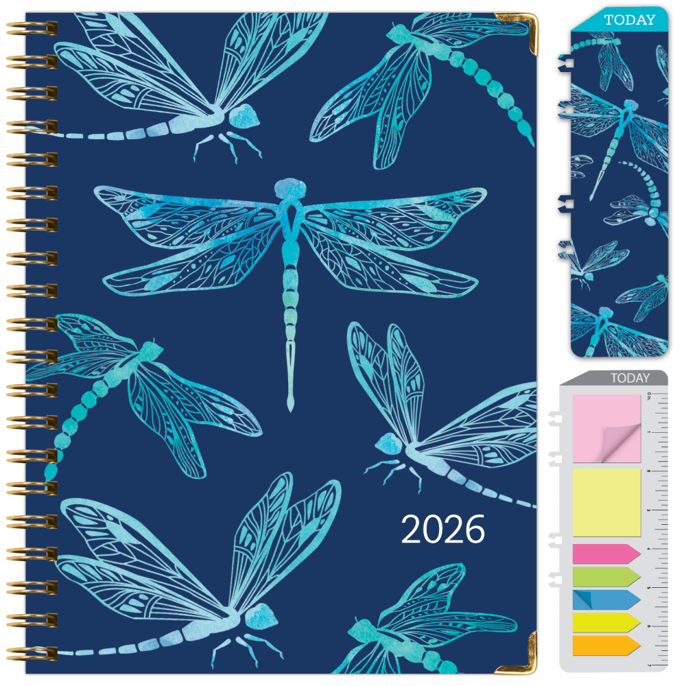 2026 Excello Brands Hardcover Fashion Daily/Weekly/Monthly Planner, 8.5in x 11in, Dragonflies November 2025 - December 2026, (FSHN-CY26-8511-59) MPN:FSHN-CY26-8511-59