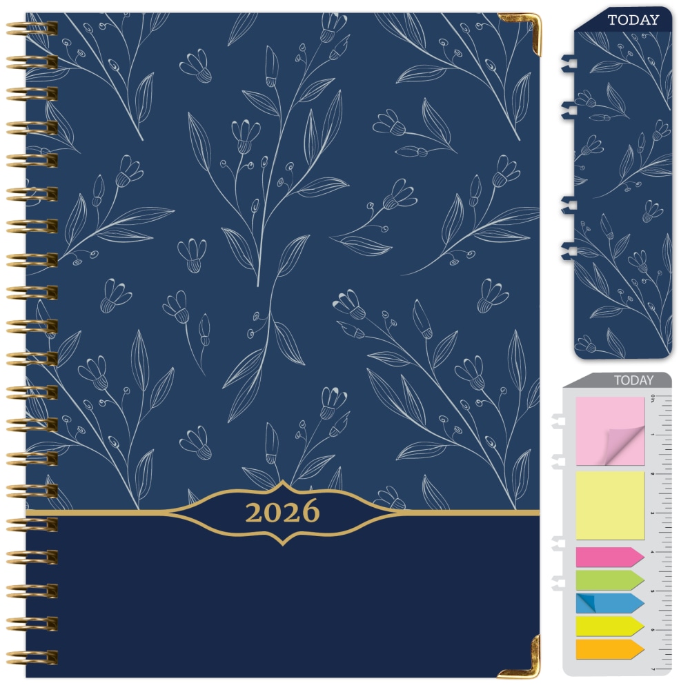 2026 Excello Brands Large Print Daily/Weekly/Monthly Planner, 8.5in x 11in, Blueberry Vines November 2025 - December 2026, (LGPRT-CY26-8511-88) MPN:LGPRT-CY26-8511-88