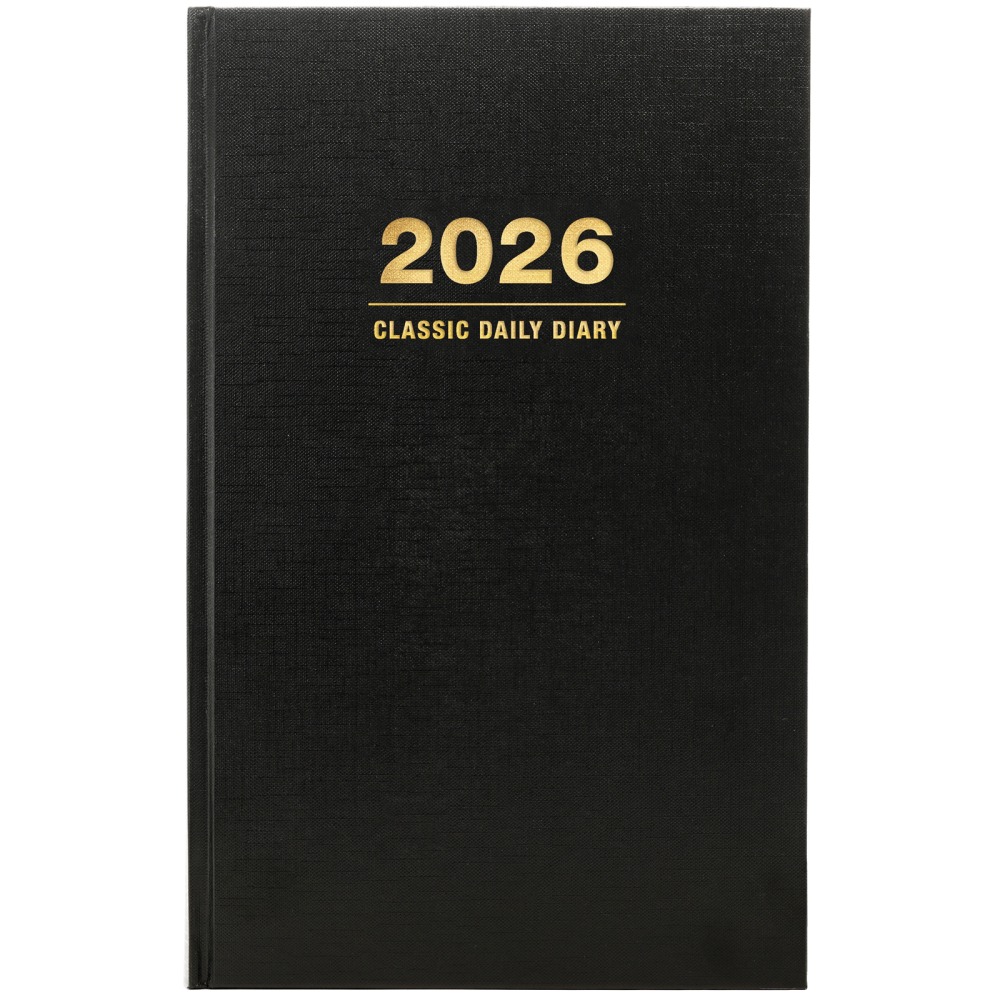 2026 Excello Brands Standard Diary Daily Journal Planner, 8in x 12.5in, Black November 2025 - December 2026, (SDCY26-BK) MPN:SDCY26-BK