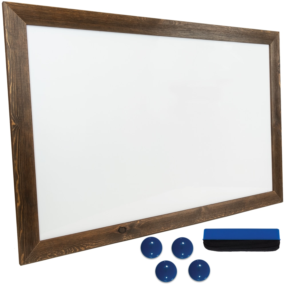 Excello Global Products Magnetic Dry-Erase Whiteboard, Steel, 24in x 36in, Brown Wood Frame MPN:EGP-HD-0077