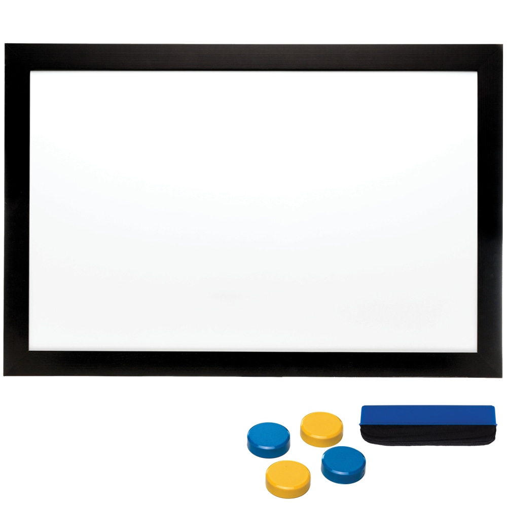Excello Global Products Magnetic Dry-Erase Whiteboard, Steel, 24in x 36in, Black Wood Frame MPN:EGP-HD-0077-BLK