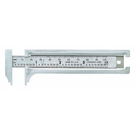 Pocket Slide Caliper, Steel, 1/2