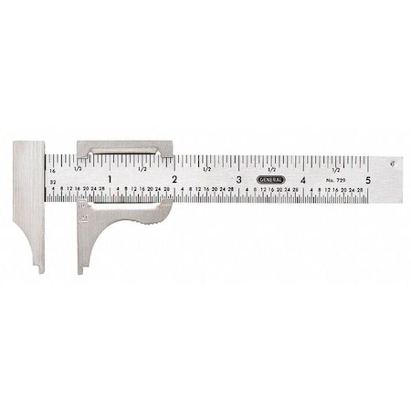 Vernier Caliper, 4 In, SS, 1/16, 1/32 Grad MPN:729