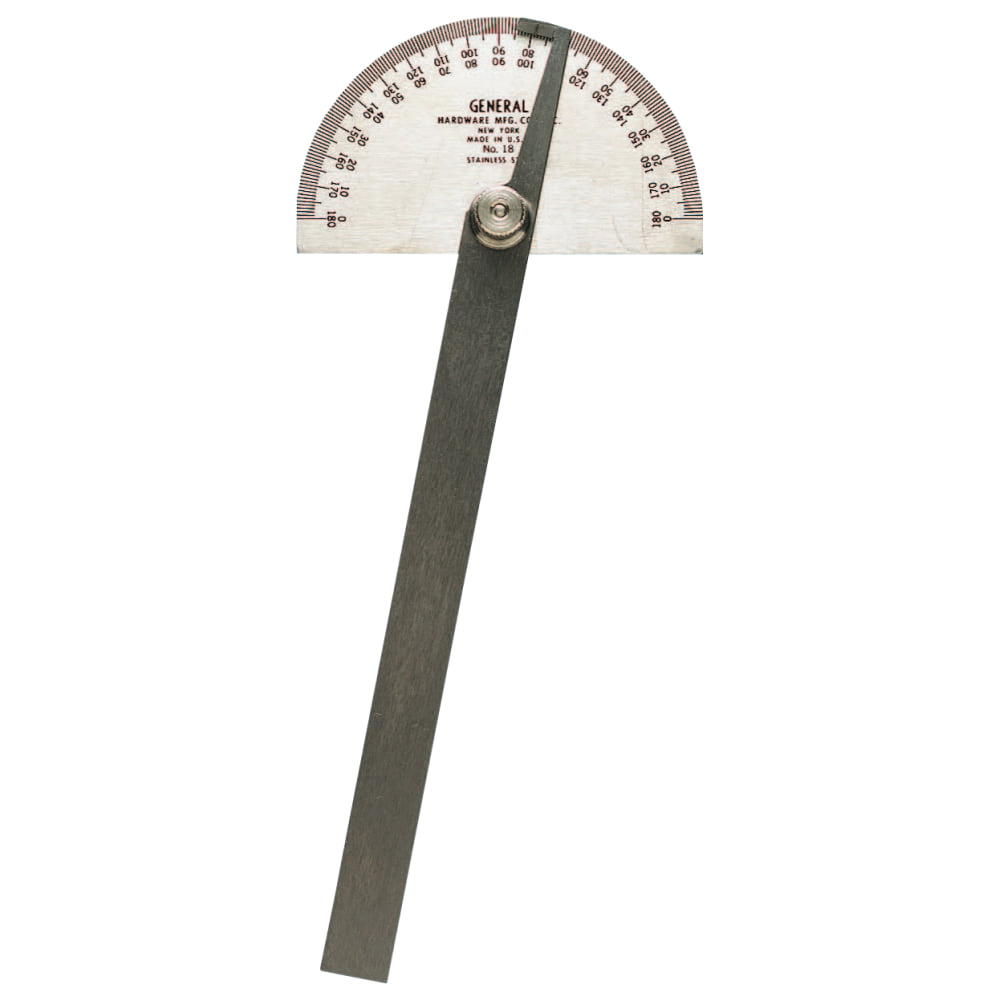 General Tools Stainless Steel Protractors, 6 in, Round Head MPN:318-18