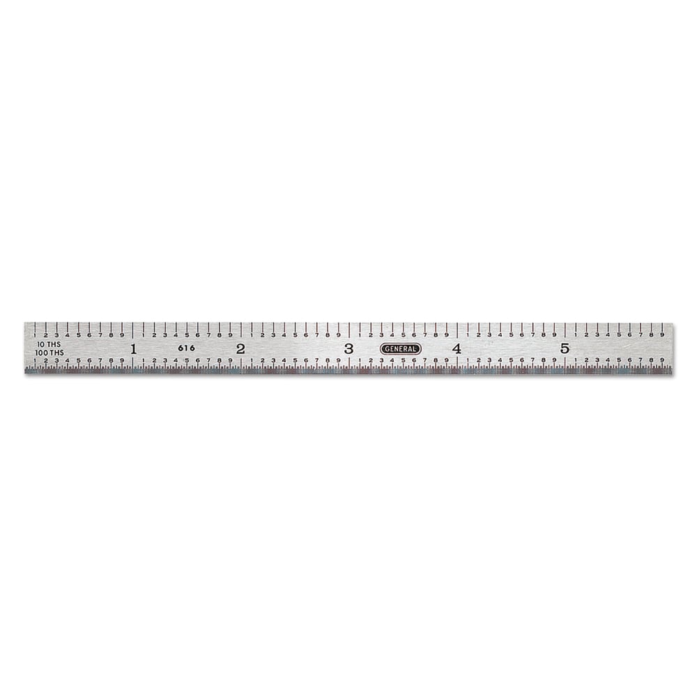 General Tools Industrial Steel Rules, 6 in X 15/32 in, Polished Stainless Steel, Rigid MPN:318-676