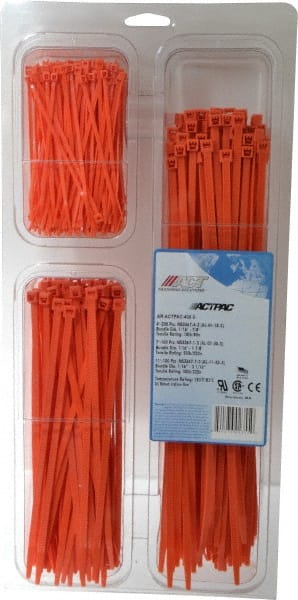 4 to 11 Inch Range, Orange Cable Ties MPN:AR-ACTPAC-400-3