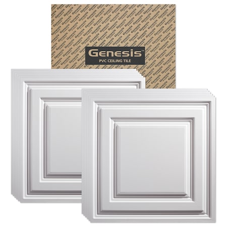 Icon Relief Ceiling Tile, 24 in W x 24 in L, 12 PK MPN:75400