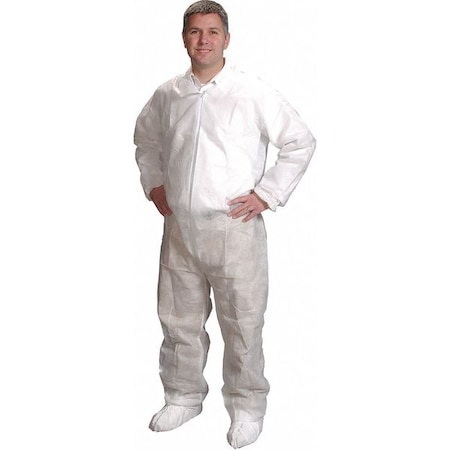 Disposable Coverallss, M, GenPro, Elastic Wrist, Elastic Ankle, Serged Seam, White, 25 PK MPN:CV-14032-2